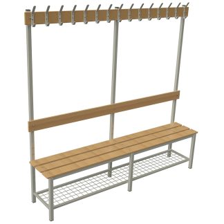 ÖB-03-180C Egyoldalas öltözőpad cipőtartó ráccsal 180 cm