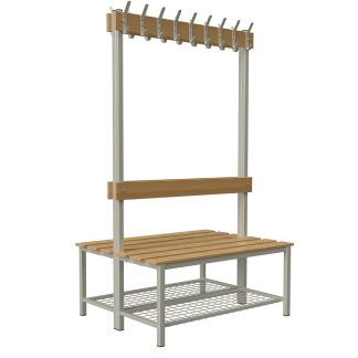 ÖB-04-100C Kétoldalas öltözőpad cipőtartó ráccsal