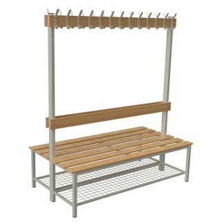 ÖB-04-150C Kétoldalas öltözőpad cipőtartó ráccsal 150 cm
