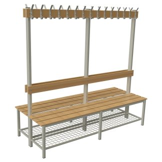 ÖB-04-180C Kétoldalas öltözőpad cipőtartó ráccsal 180 cm